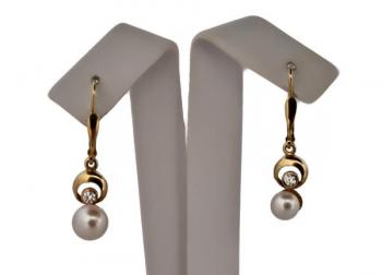 Gold Earrings - gold, pearl - 1960