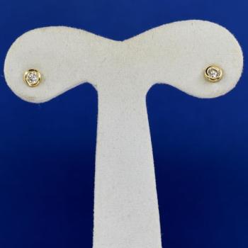 Gold Earrings with Brilliants - gold, brilliant cut diamond - 2000 Gold Earrings with Brilliants - gold, brilliant cut diamond - 2000
