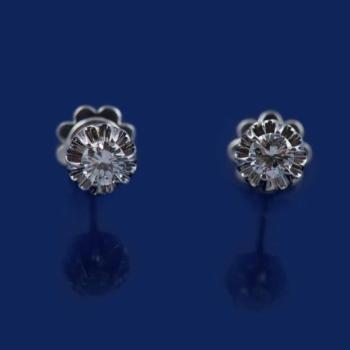 Gold Earrings with Brilliants - gold, brilliant cut diamond - 1970 Gold Earrings with Brilliants - gold, brilliant cut diamond - 1970
