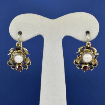 Silver Earrings - silver, pearl - 1870 Silver Earrings - silver, pearl - 1870