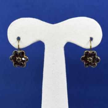 Earrings with Garnets - metal, Czech garnet - 1890 Earrings with Garnets - metal, Czech garnet - 1890