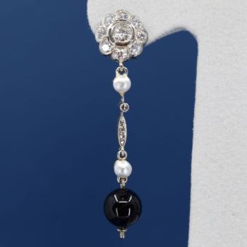 White Gold Earrings - onyx, white gold - 1980 White Gold Earrings - onyx, white gold - 1980