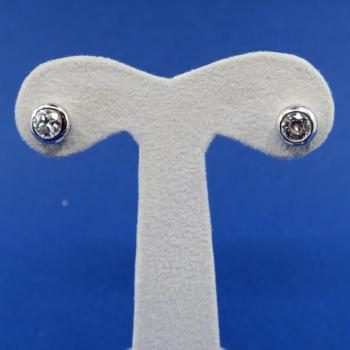 White Gold Earrings - white gold, brilliant cut diamond - 1930 White Gold Earrings - white gold, brilliant cut diamond - 1930