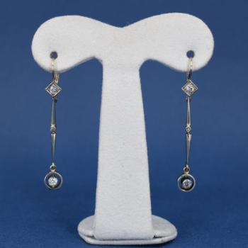 Gold Earrings with Brilliants - white gold, brilliant cut diamond - 1930 Gold Earrings with Brilliants - white gold, brilliant cut diamond - 1930