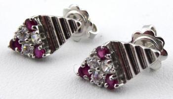 White gold earrings with six diamonds and six rubi White gold earrings with six diamonds and six rubi
