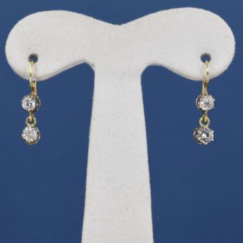 Gold Earrings with Brilliants - gold, brilliant cut diamond - 1930 Gold Earrings with Brilliants - gold, brilliant cut diamond - 1930