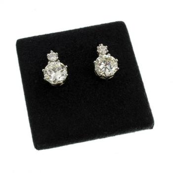 Gold Earrings with Brilliants - gold, brilliant cut diamond - 1980 Gold Earrings with Brilliants - gold, brilliant cut diamond - 1980