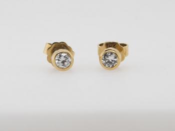Gold Earrings with Brilliants - gold, brilliant cut diamond - 1980
