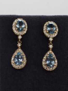 Gold Earrings with Brilliants - gold, brilliant cut diamond