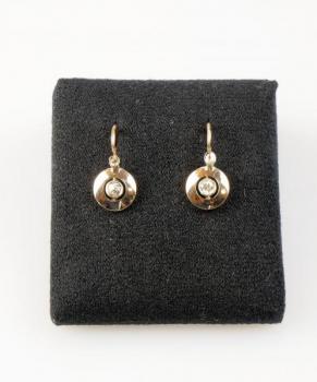 Gold Earrings with Diamonds - yellow gold, diamond - 1925