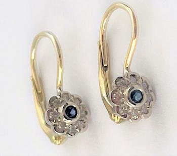 Gold Earrings with Brilliants - gold, brilliant cut diamond - 1995