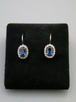 Gold Earrings with Diamonds - white gold, diamond - 1990