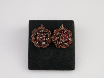 Earrings with Garnets - Czech garnet, tombac - 1890