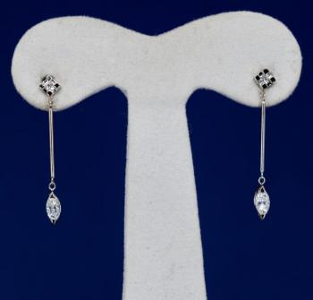Earrings - white gold, diamond - 2000