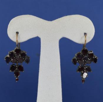 Earrings with Garnets - metal, Czech garnet - 1890