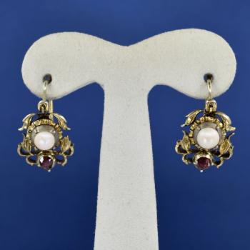 Silver Earrings - silver, pearl - 1870