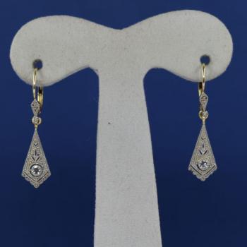 Gold Earrings with Brilliants - platinum, gold - 1930