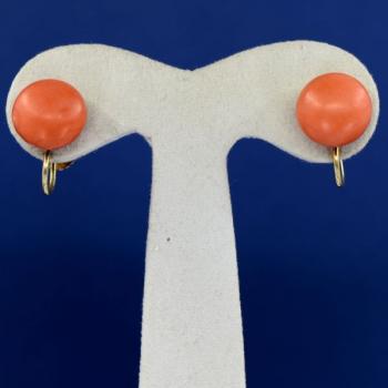 Gold Earrings - gold, coral - 1905