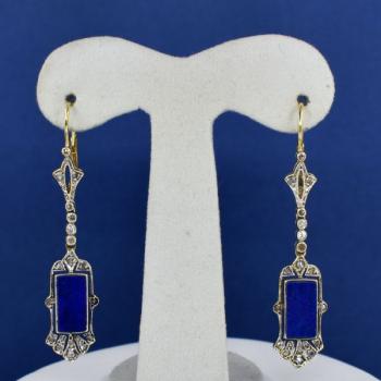 Gold Earrings - gold, diamond - 1930